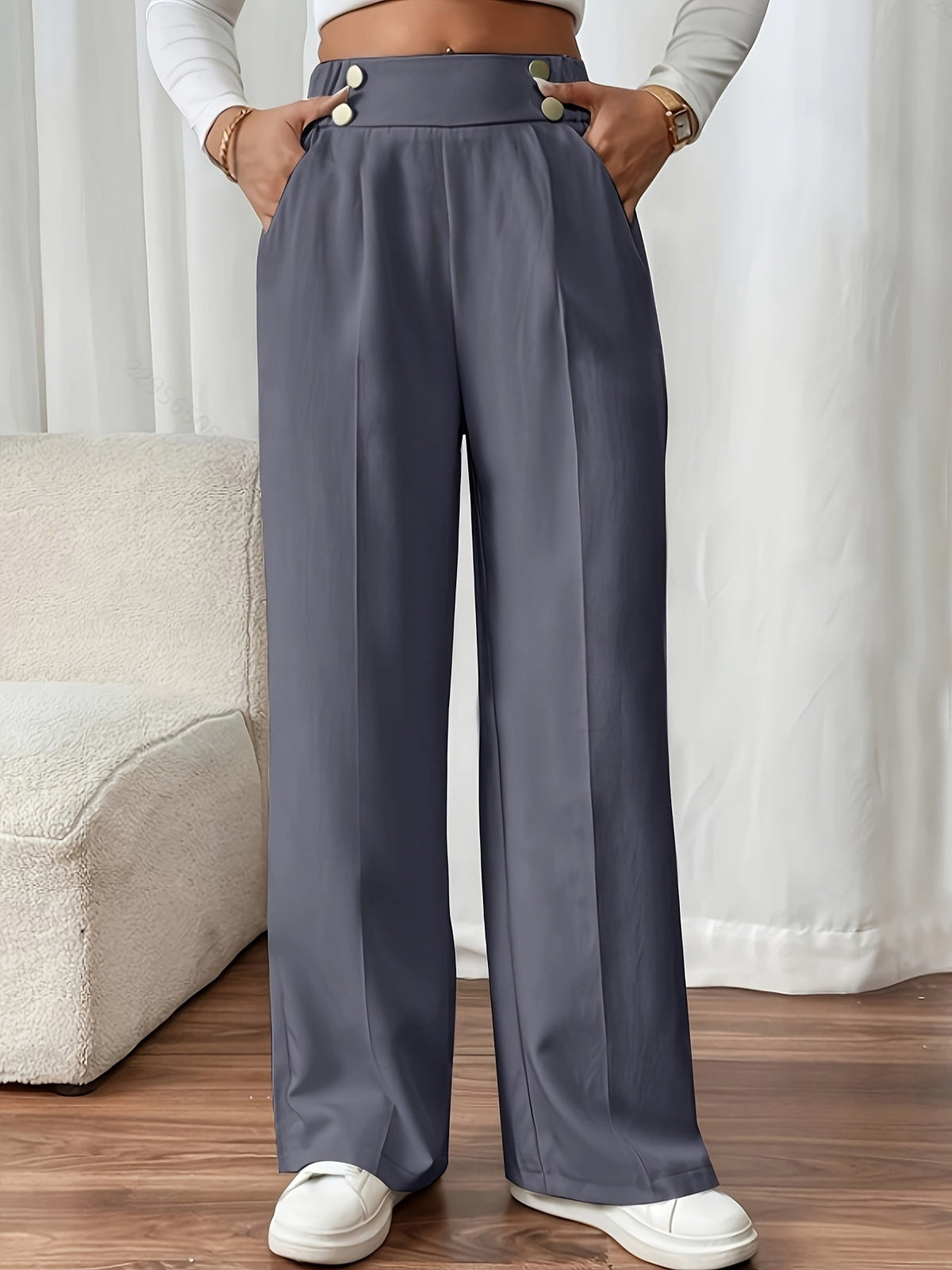 Women High Waisted Wide Leg Trousers - Image 8