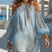 Women Metallic Leopard Print Cold Shoulder Boho Mini Dress - Image 6