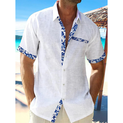 Men's Linen Short Sleeve Shirt Summer Casual Button Up - Image 6
