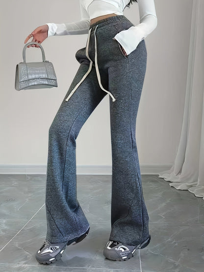 Womens High Waisted Flared Trousers - Image 9