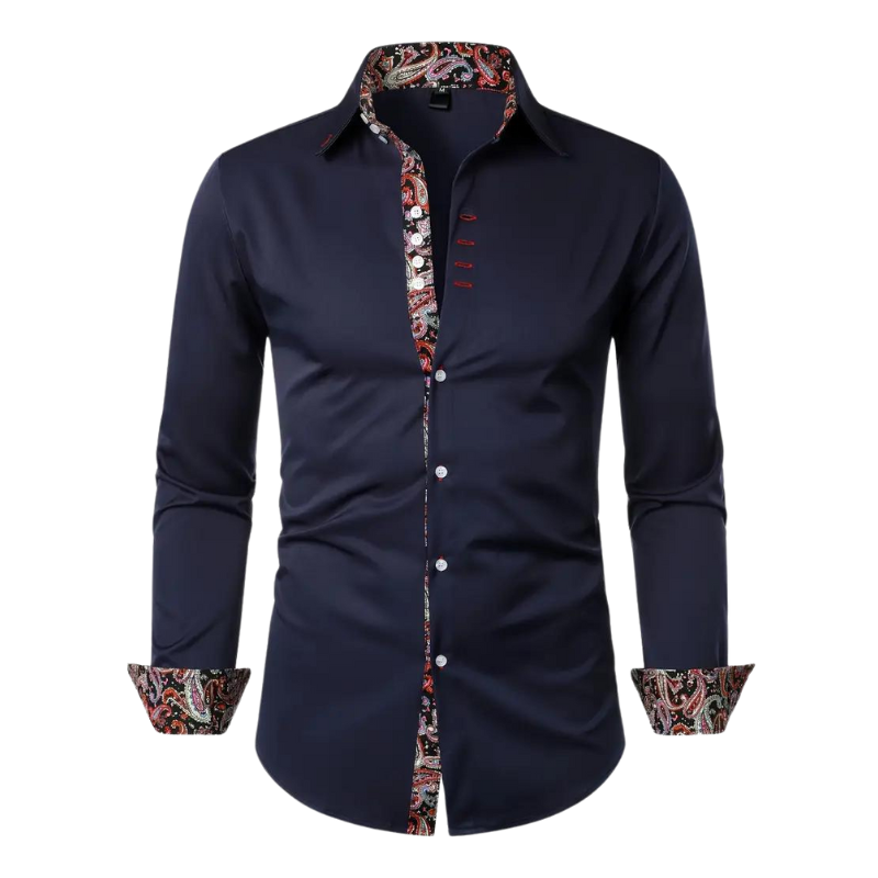 Paolo - Chemise Homme Ajustée à Motif Paisley Tissu Premium