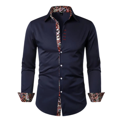 Paolo - Chemise Homme Ajustée à Motif Paisley Tissu Premium