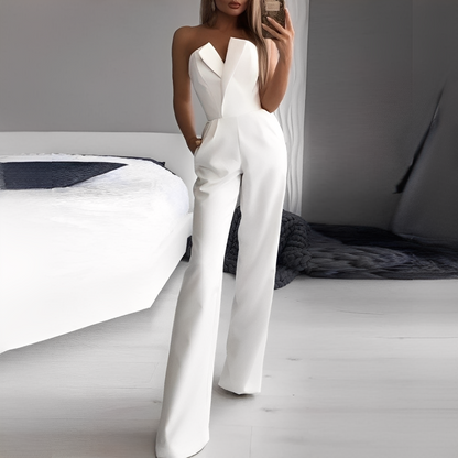 Women Strapless Wide Leg Jumpsuit Dressy Formal