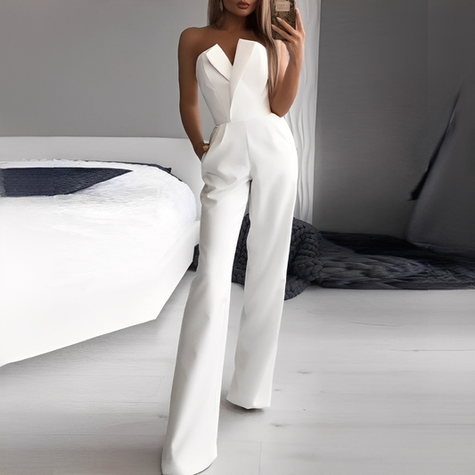 Women Strapless Wide Leg Jumpsuit Dressy Formal