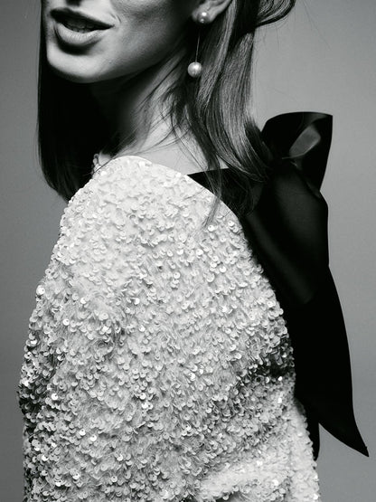 Women Boucle Long Sleeve Mini Dress - Image 4
