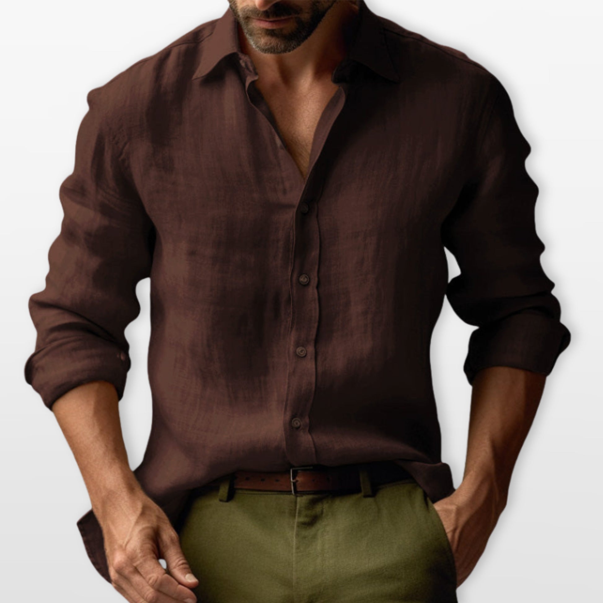 Men's Casual Linen Button Down Shirt Relaxed Fit
