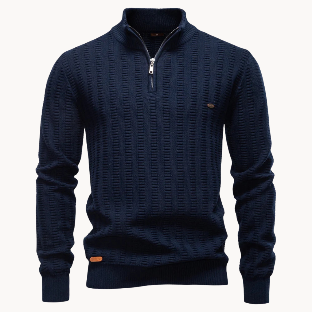 Rowan – Pull pour homme en coton à fermeture éclair courte