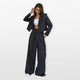 Women 2 Piece Cropped Blazer Wide Leg Pant Suit Set