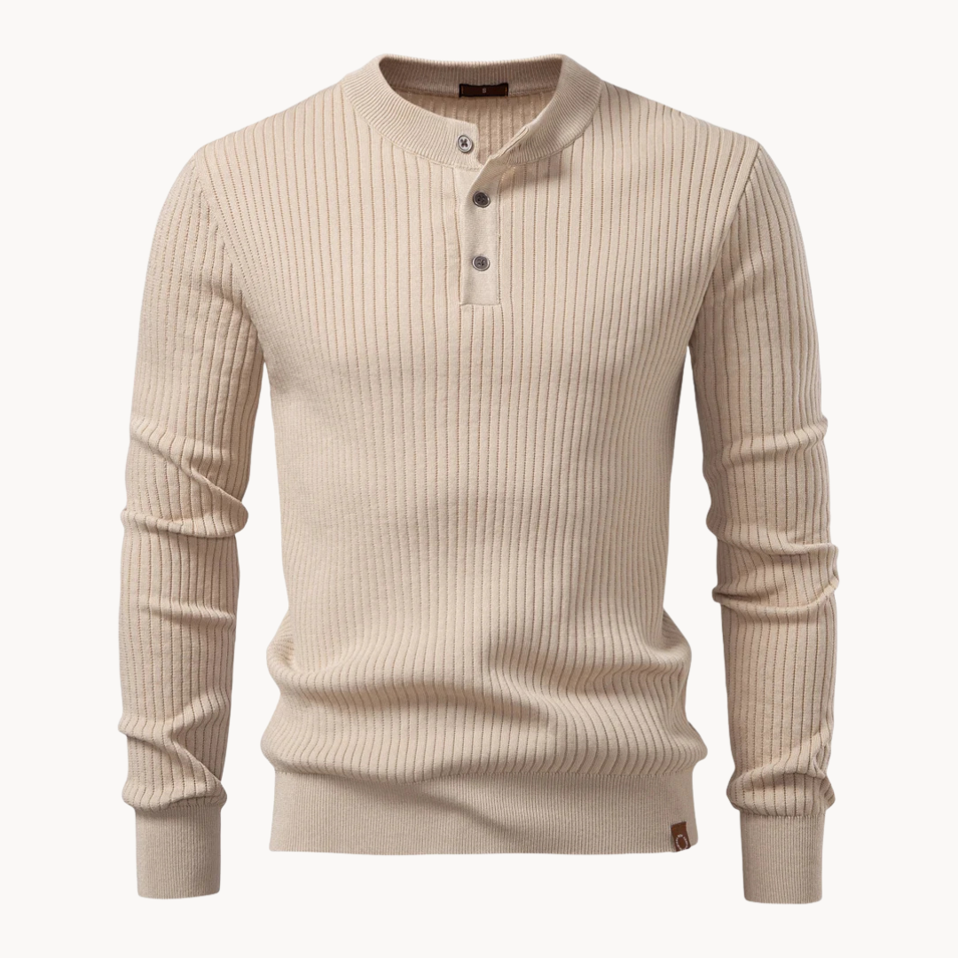 Grayson – Pull côtelé à col tunisien pour homme