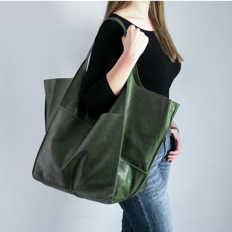 Marcella - Oversized Vintage Leather Shoulder Bag