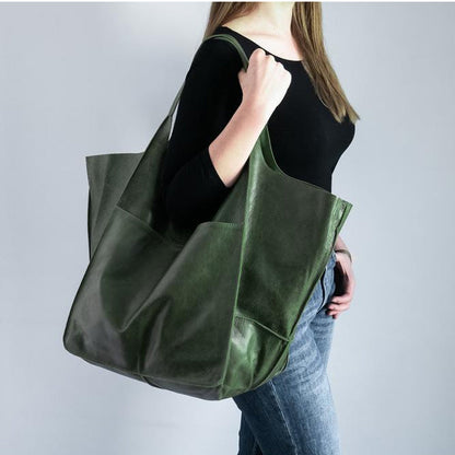 Marcella - Oversized Vintage Leather Shoulder Bag