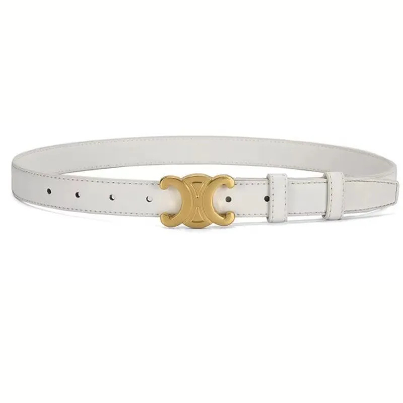 Women Slim Faux Leather Belt Gold Buckle Black - Image 7