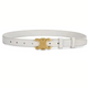 Women Slim Faux Leather Belt Gold Buckle Black - Image 7