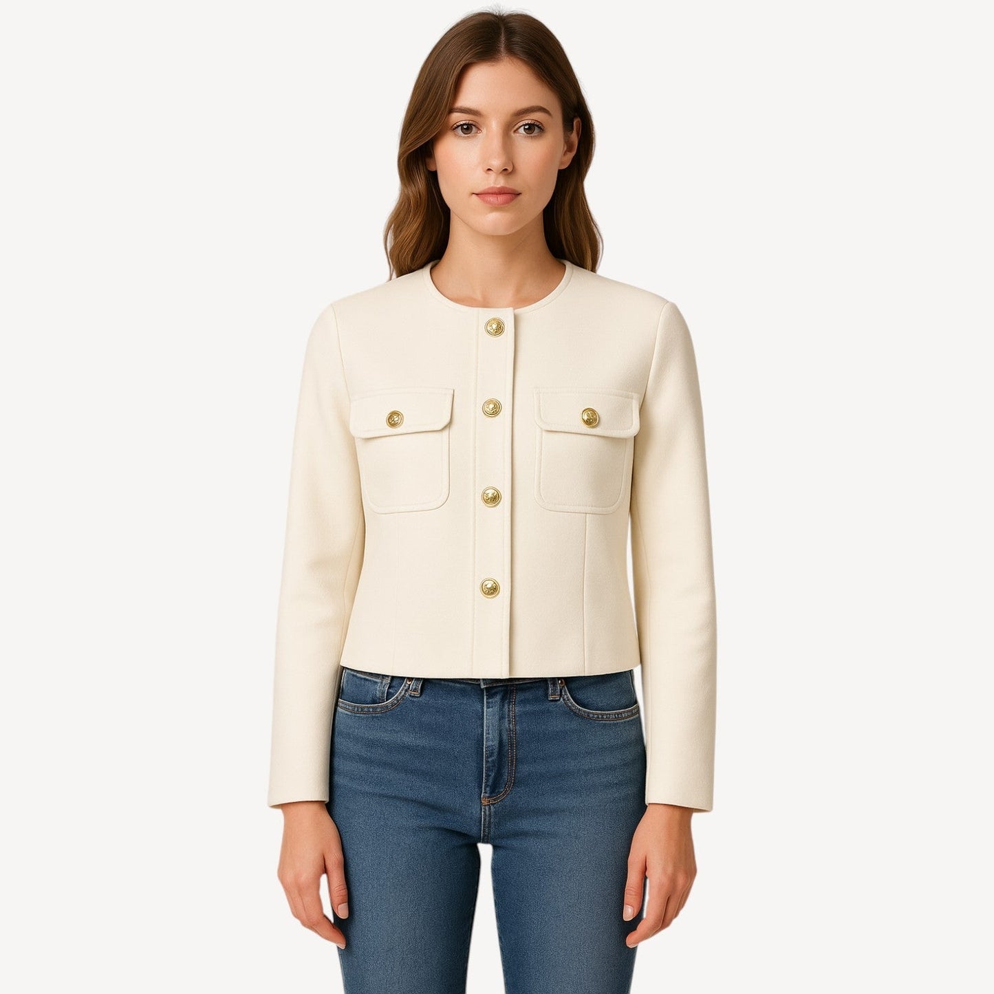 Karen – Women Short Jacket With Gold Buttons