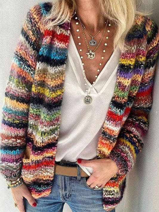 Clara – Women’s Colorful Striped Knit Cardigan