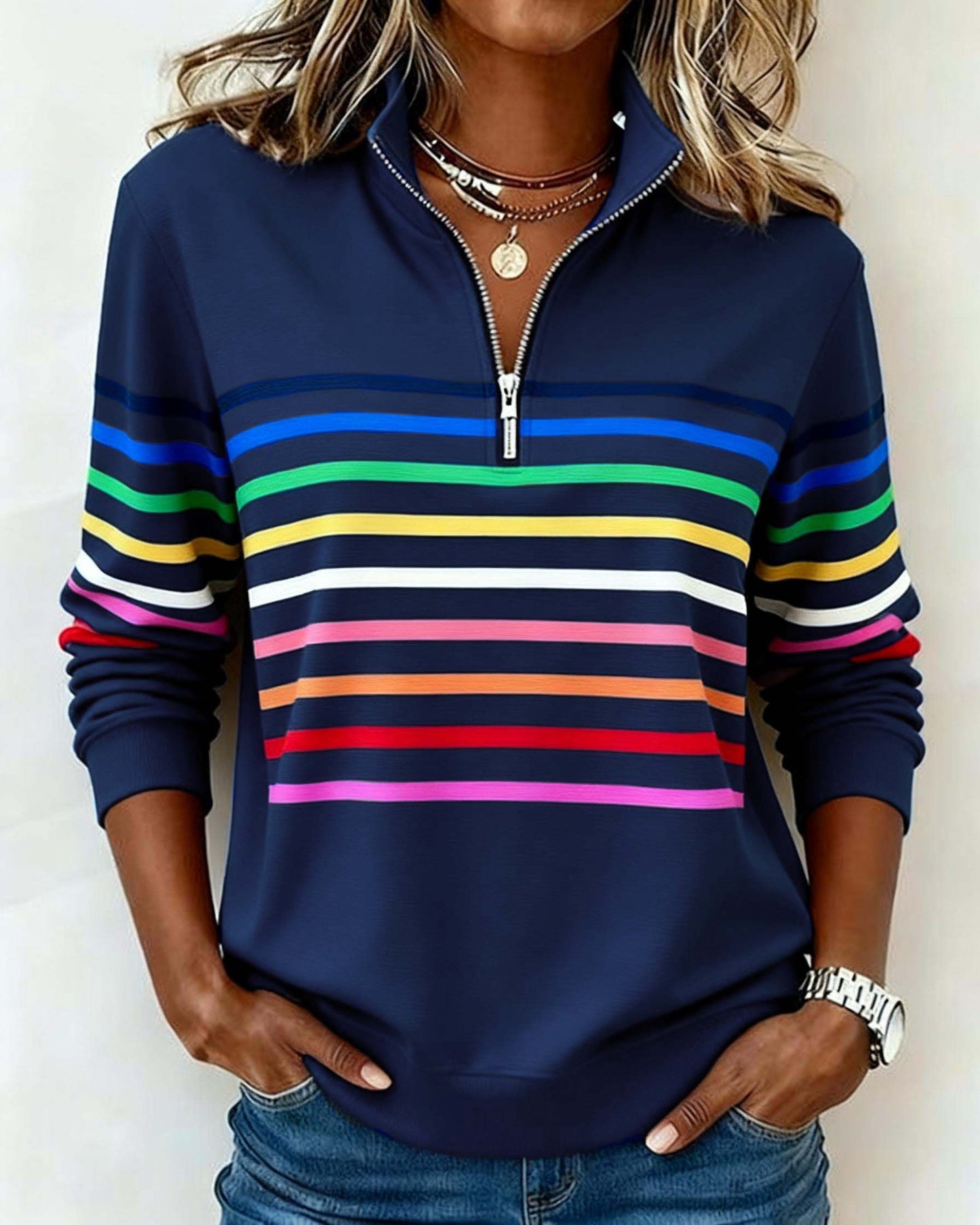 Calyra - Womens Striped Sweatshirt