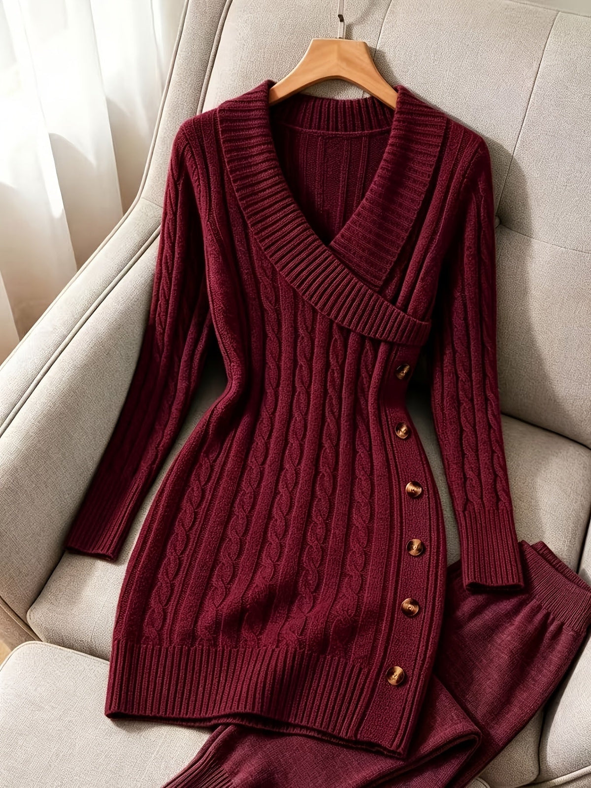 V Neck Sweater Dress - Image 6