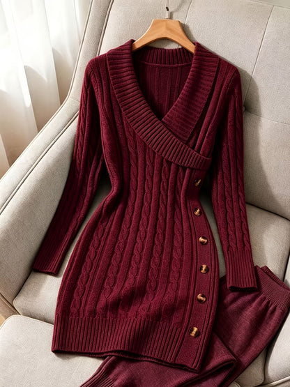 V Neck Sweater Dress - Image 6