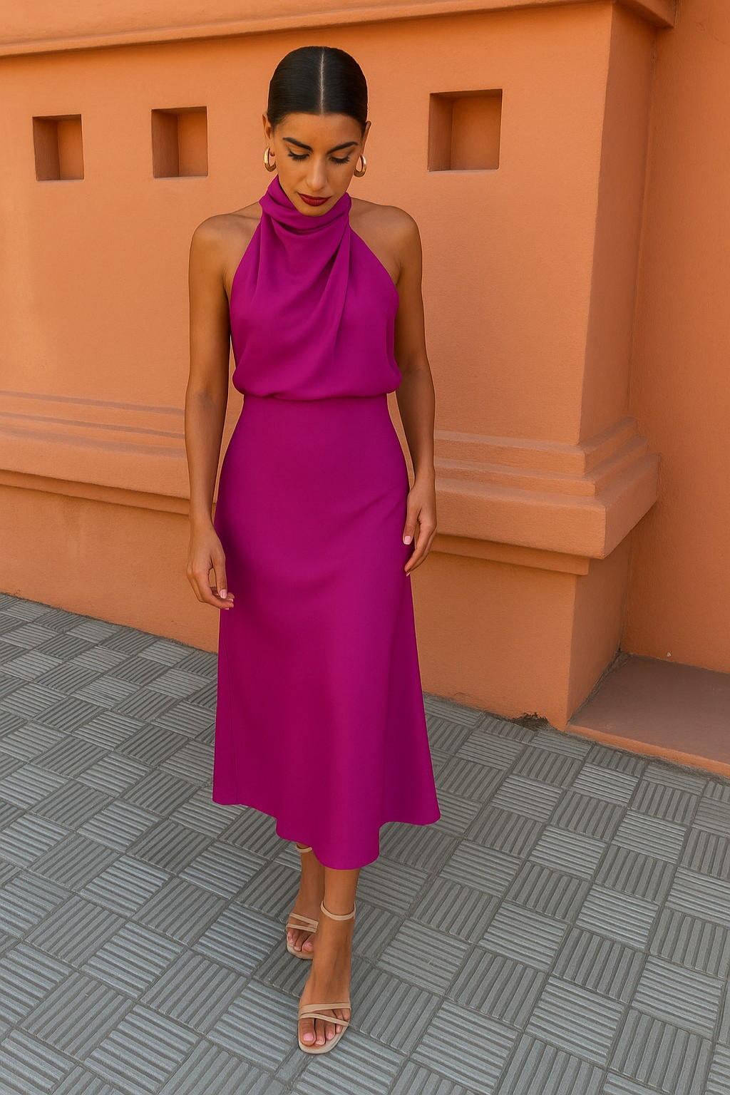 Women Satin Cowl Neck Open Back Maxi Dress - Image 8