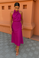 Women Satin Cowl Neck Open Back Maxi Dress - Image 8