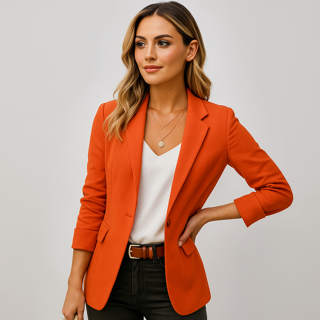 Women's Fitted Tailored Blazer Structured Long Sleeve - Image 3