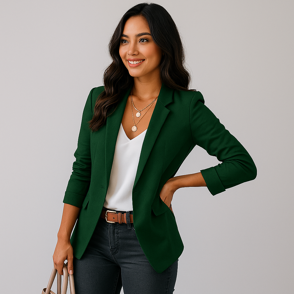 Women's Fitted Tailored Blazer Structured Long Sleeve - Image 5