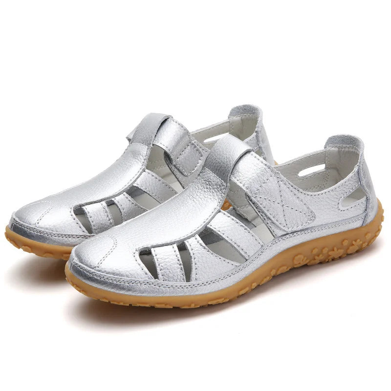Women White Strappy Flat Sandals Arch Support Non-Slip - Image 4