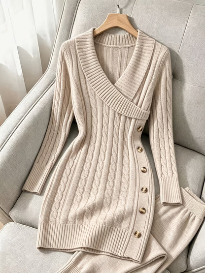 V Neck Sweater Dress - Image 13