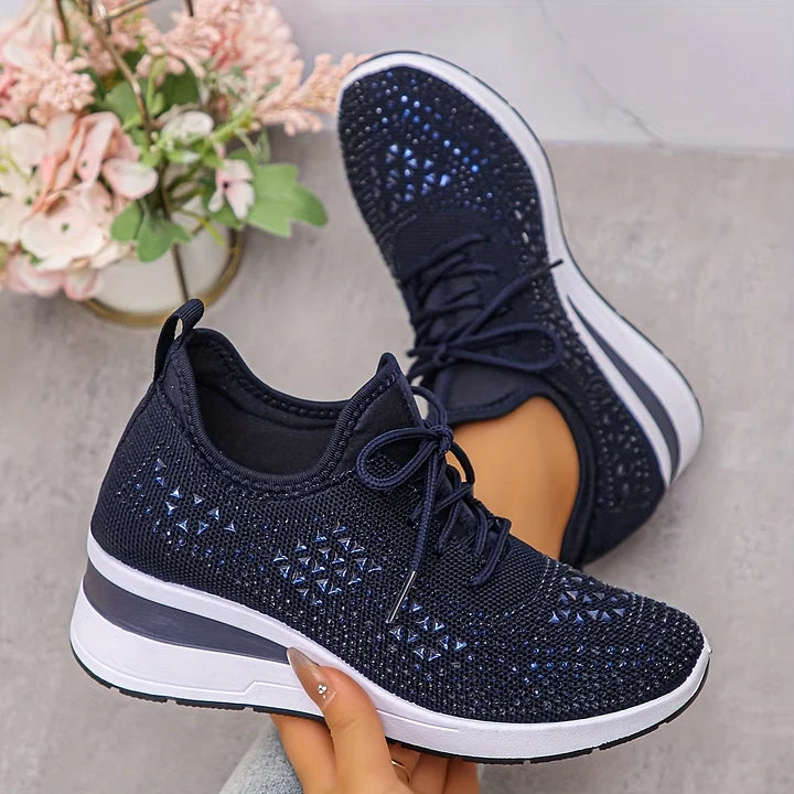 Women Orthopedic Rhinestone Sneakers Arch Support Walking Shoes - Image 12