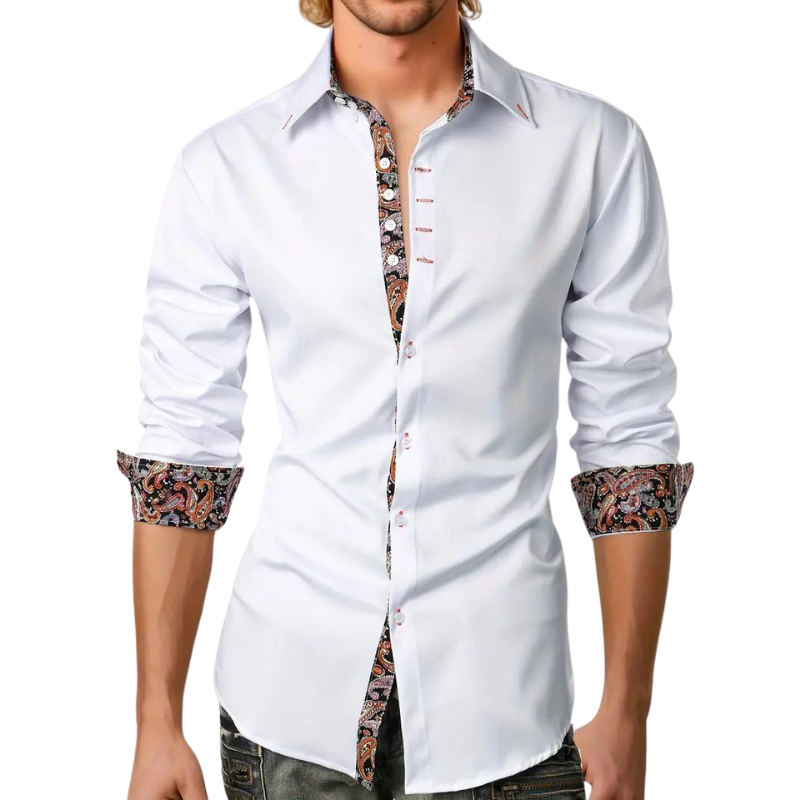 Paolo - Chemise Homme Ajustée à Motif Paisley Tissu Premium