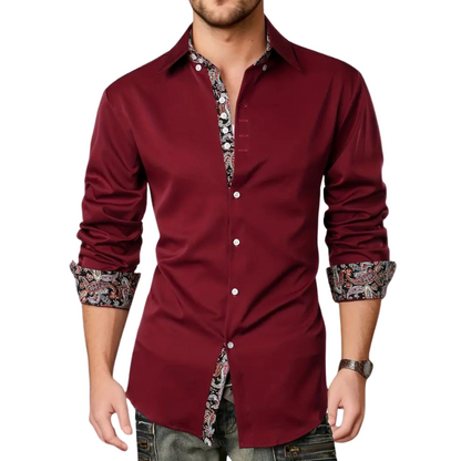 Paolo - Chemise Homme Ajustée à Motif Paisley Tissu Premium
