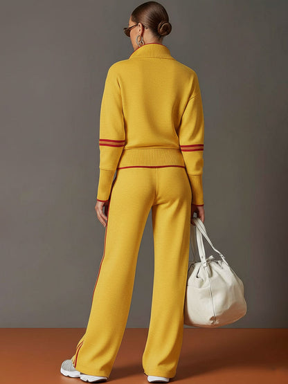 Alessandra – Womens Half Zip Sweatshirt And Wide Leg Trousers Set