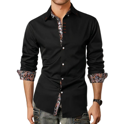 Paolo - Chemise Homme Ajustée à Motif Paisley Tissu Premium