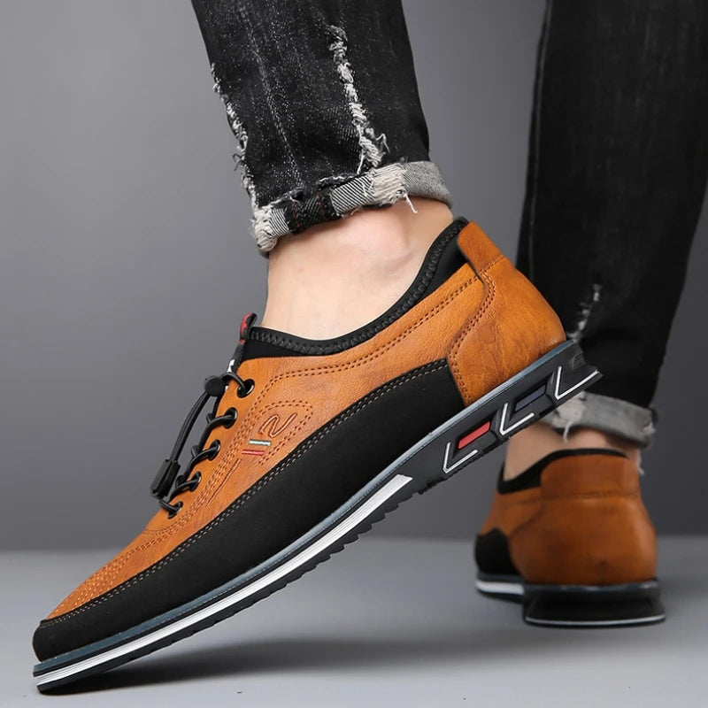 Men's Leather Oxford Shoes Classic Cap Toe Formal - Image 2