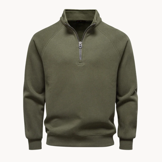 Matteo – Pull pour homme en mélange de coton à demi-fermeture éclair