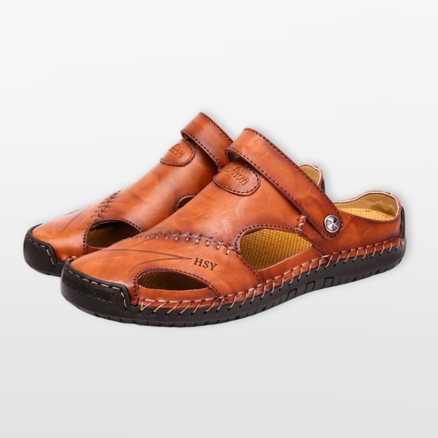 Men's Leather Closed Toe Fisherman Sandals - Image 6