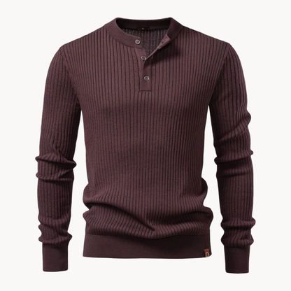Grayson – Pull côtelé à col tunisien pour homme