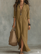 Women Black Button Front Boho Long Sleeve Shirt Maxi Dress - Image 9