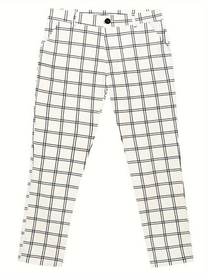 Men's Slim Fit Plaid Dress Pants - Image 11