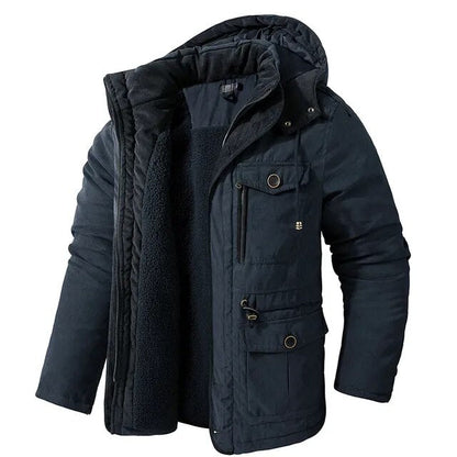 Levik – Manteau d'hiver doublé avec fausse fourrure pour homme