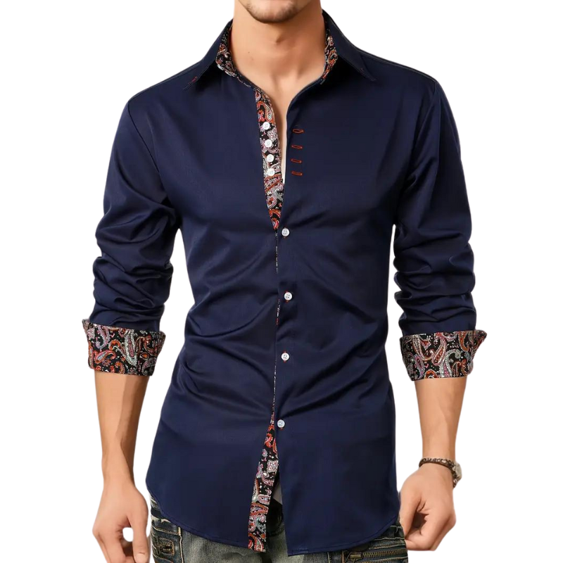Paolo - Chemise Homme Ajustée à Motif Paisley Tissu Premium