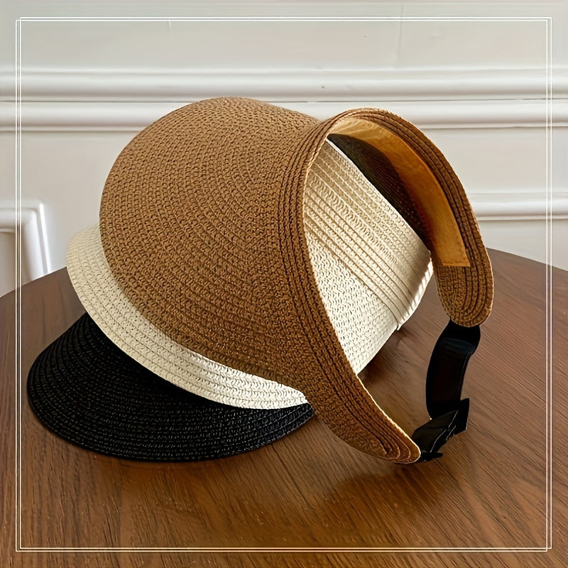 Women's Wide Brim Foldable Straw Sun Visor UV Protection - Image 2
