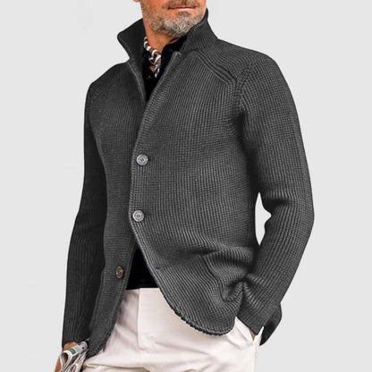 Leander – Herre Varm Strikket Cardigan Med Opstående Krave