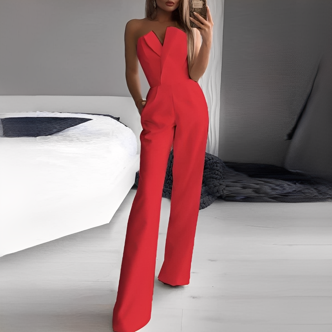Women Strapless Wide Leg Jumpsuit Dressy Formal - Image 2