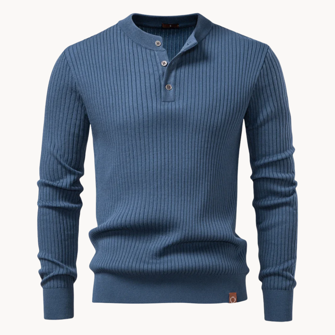 Grayson – Pull côtelé à col tunisien pour homme