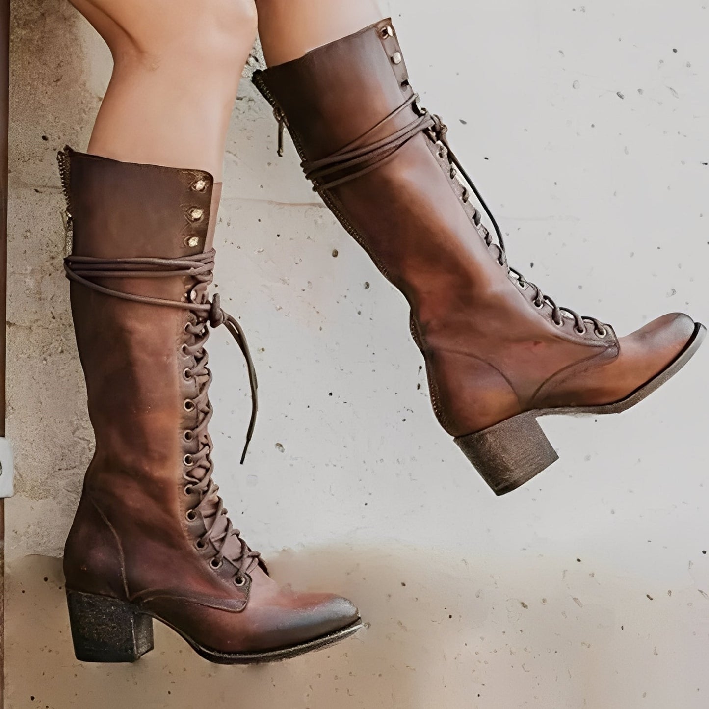 Lunessa – Women’s Lace Up Boots with Block Heel