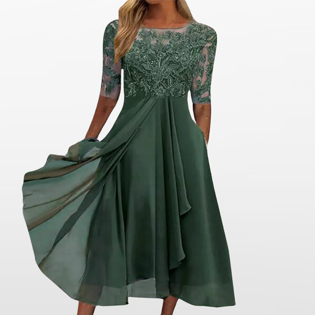 Women Lace Midi Dress Cocktail Formal - Image 4