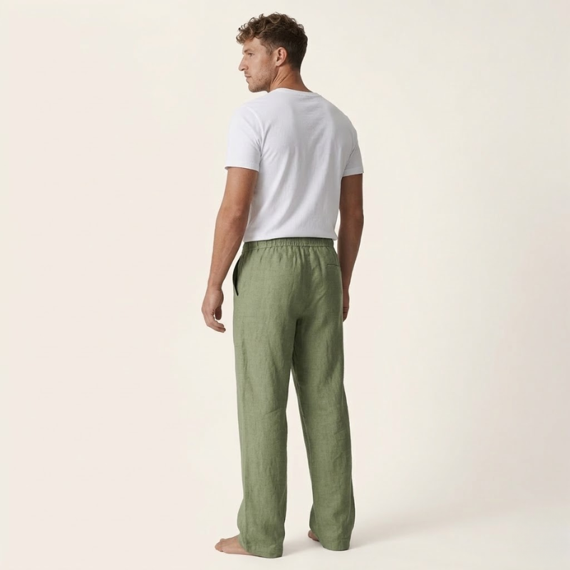 Men's Linen Cotton Loose Fit Drawstring Pants Summer - Image 3