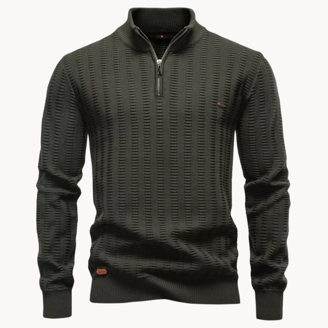 Rowan – Pull pour homme en coton à fermeture éclair courte