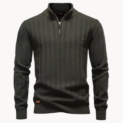 Rowan – Pull pour homme en coton à fermeture éclair courte